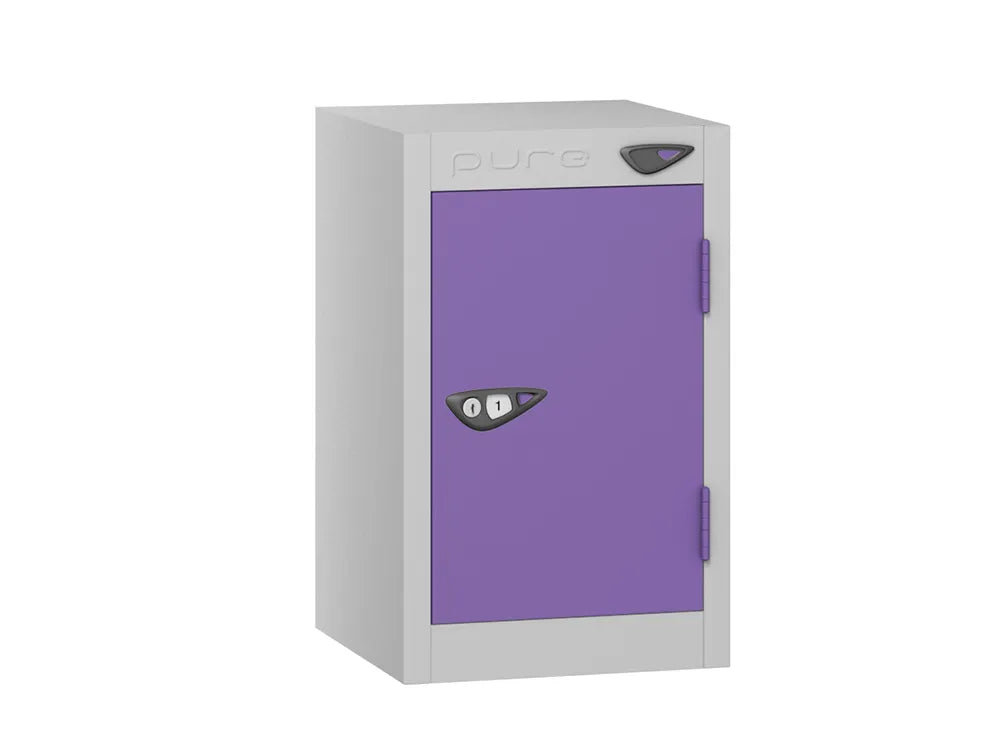 Compact Quarto 1-Door Steel Locker - Pearl Silver & Orchid Violet