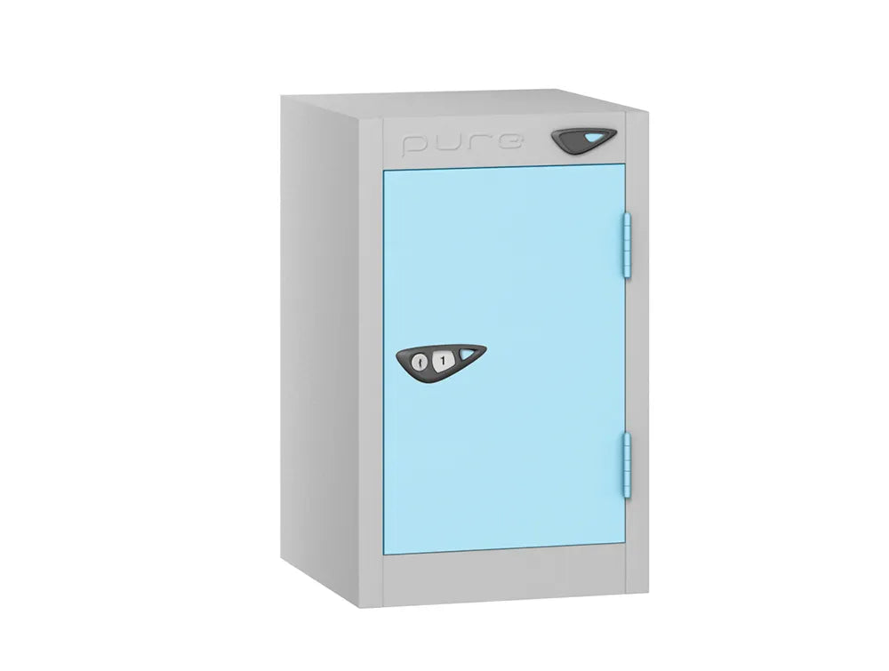 Compact Quarto 1-Door Steel Locker - Pearl Silver & Ribbon Blue