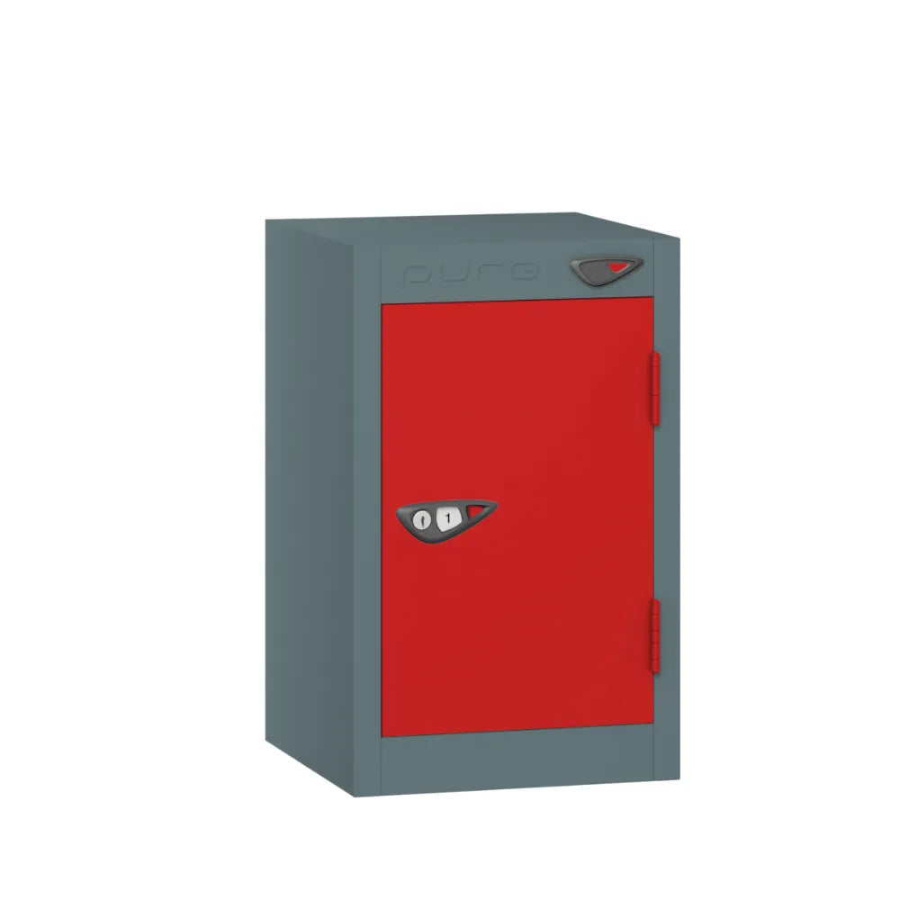 Compact Quarto 1-Door Steel Locker - Slate Grey & Flame Red