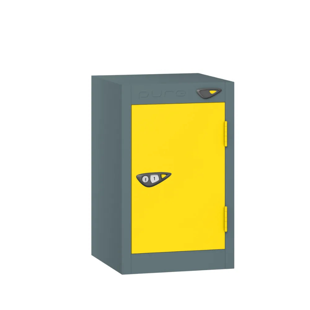 Compact Quarto 1-Door Steel Locker - Slate Grey Lemon Yellow