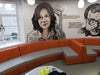 Connie Soft Seating Banquet Dining Booth in Orange Back Finish