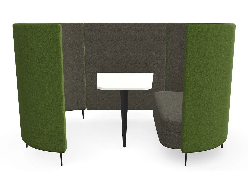 Delia 4 Seater Meeting Den With Table With Grey Interior And Green Exterior And One Seat