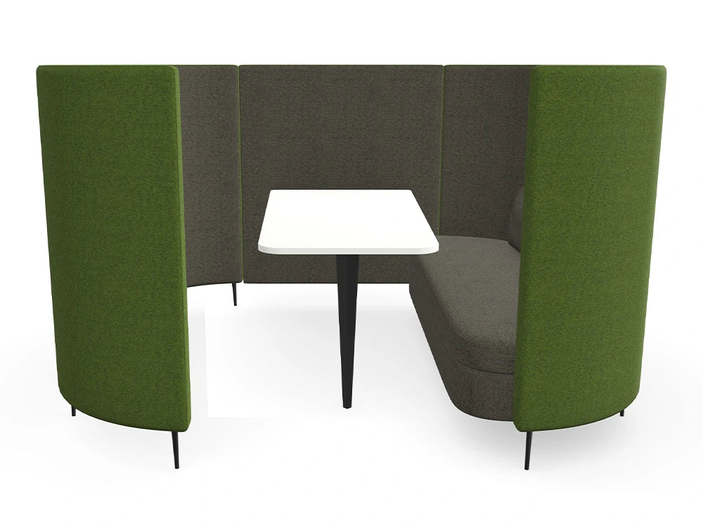 Delia 6 Seater Meeting Den With Table With Grey Interior And Green Exterior