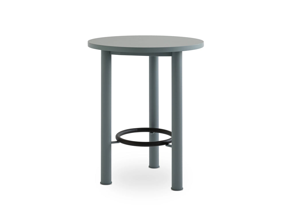 Demino Hightop Table with Foot Railing in Mint with Black Foot Railing