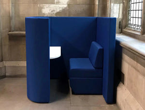 Dennis Office and Workplace Sofa Den in Royal Blue Finish with White Desk