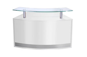 Desk High Radius Complete With Glass Shelf White