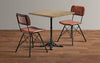Duke Side Chair In Bruciato Leather With Wooden Top Table