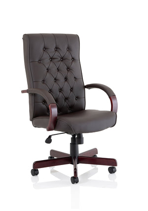 Chesterfield Executive Chair Brown Leather With Arms Image 2