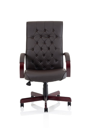 Chesterfield Executive Chair Brown Leather With Arms Image 3