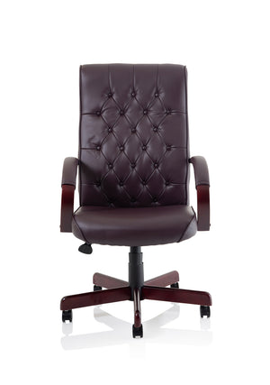 Chesterfield Executive Chair Burgundy Leather With Arms Image 3