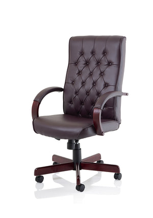 Chesterfield Executive Chair Burgundy Leather With Arms Image 5