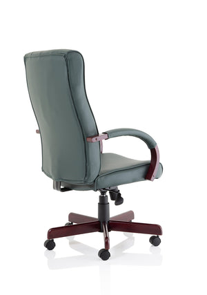 Chesterfield Executive Chair Green Leather With Arms Image 8