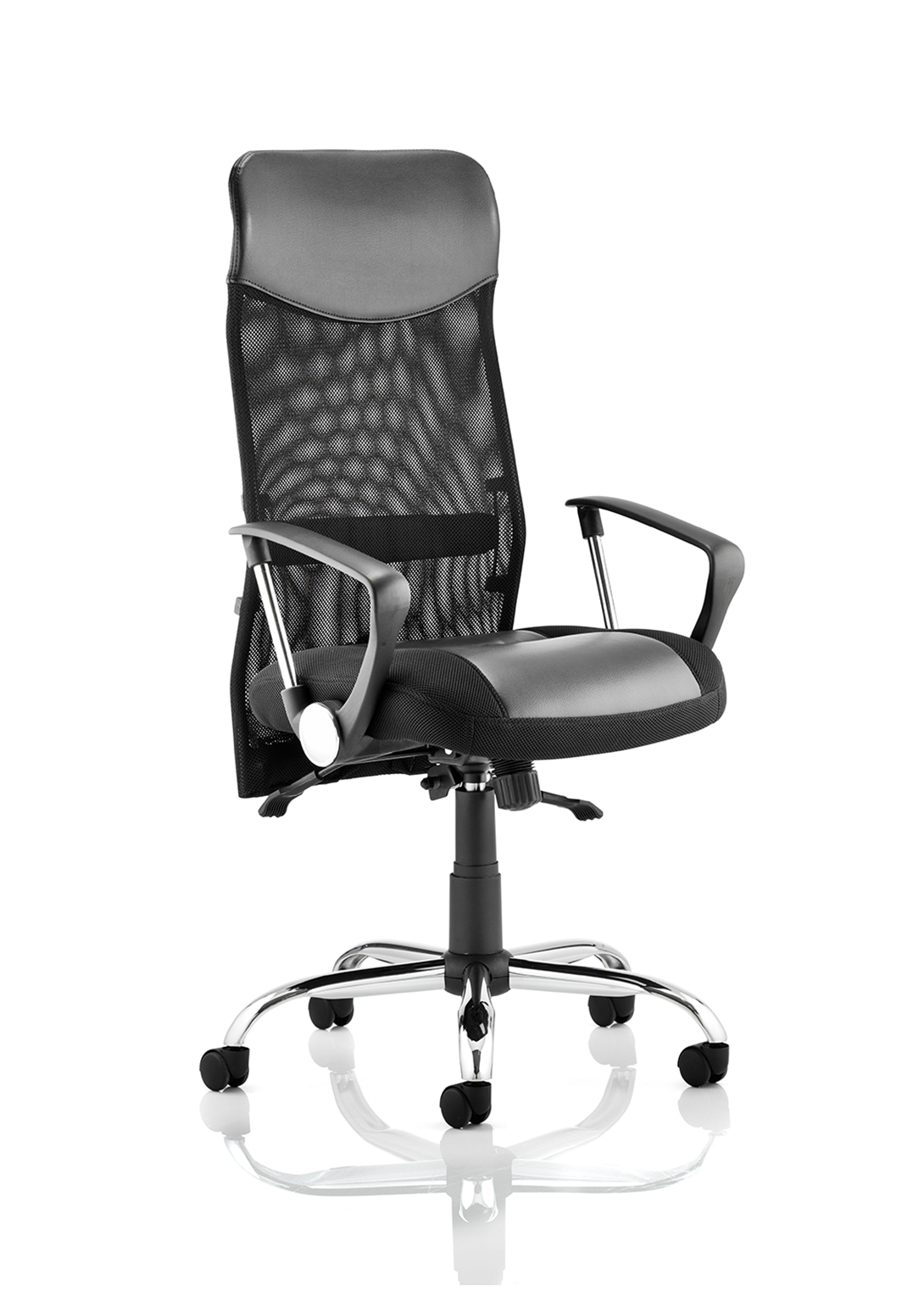 Vegas Executive Chair Black Leather Seat Black Mesh Back With Leather Headrest With Arms Image 2