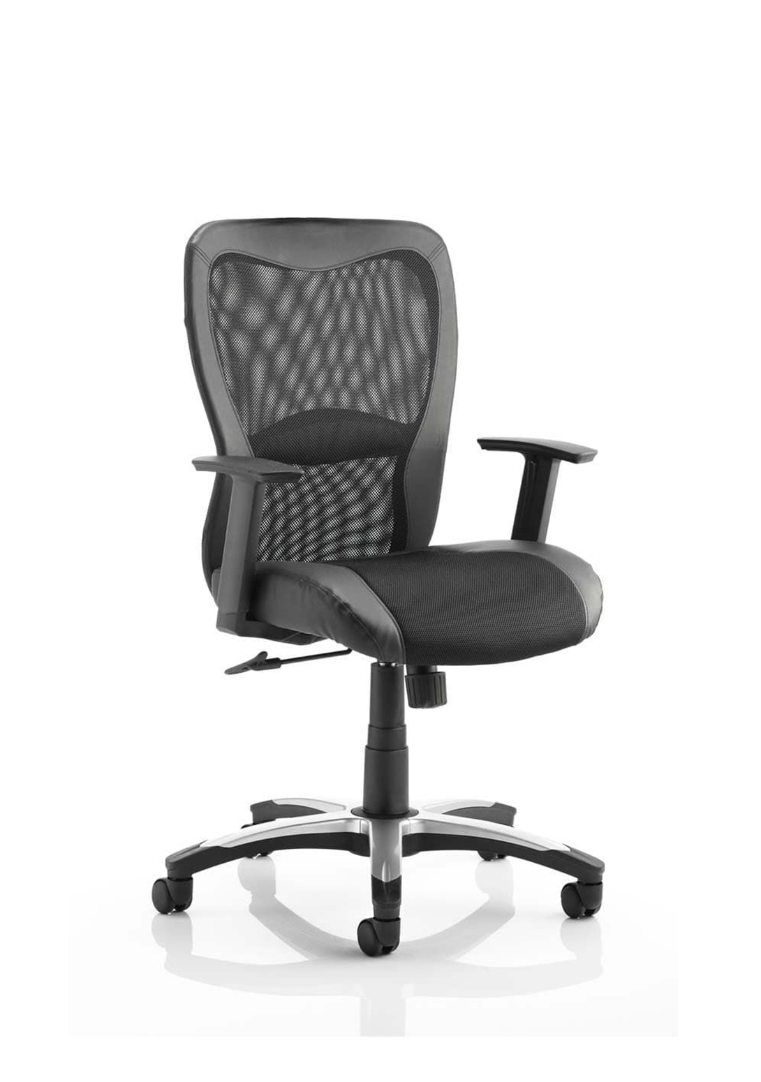 Victor II Executive Chair Black Leather Black Mesh With Arms