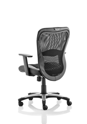 Victor II Executive Chair Black Leather Black Mesh With Arms Image 7