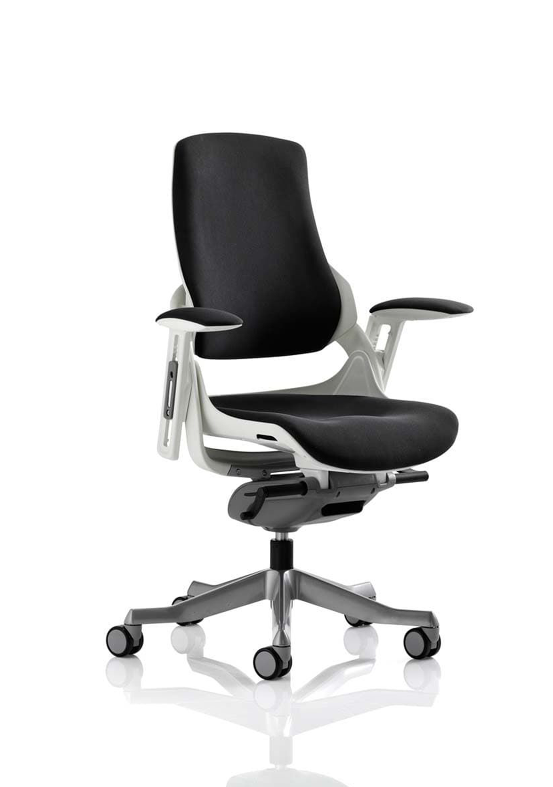 Zure Executive Chair White Shell Charcoal Mesh With Arms