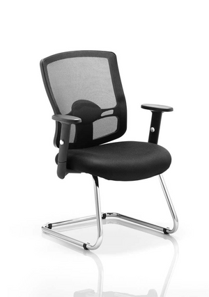 Portland Cantilever Chair Black Mesh With Arms Image 2