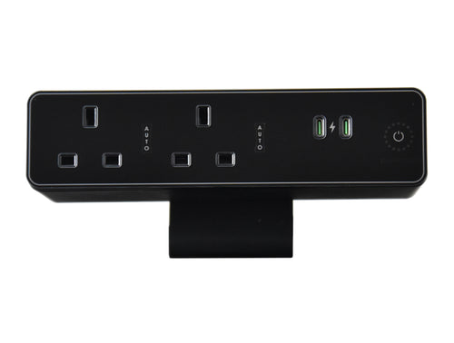 Eclipse Glass fronted with 2no UK Sockets Resetable Fuse Black