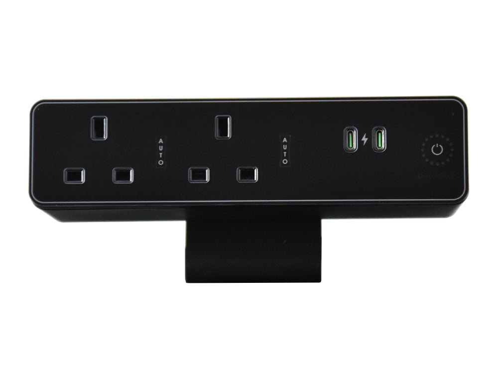 Eclipse Glass fronted with 2no UK Sockets Resetable Fuse Black