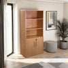 Elite 5 Level Cupboard Part Open with Round Grey Pouffe and Indoor Plants in Modern Office Setting
