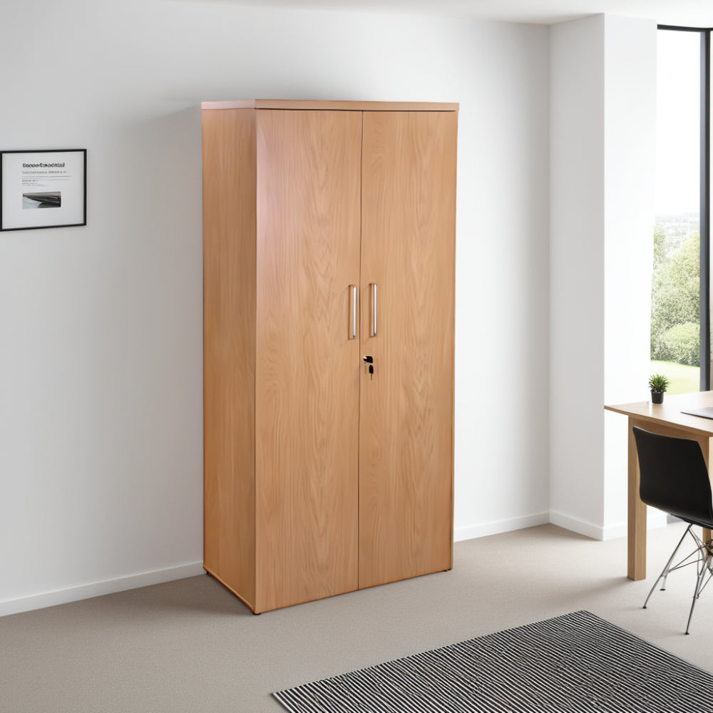 Elite 5 Level Wooden Cupboard with Office Table and Chair in Modern Office Setting