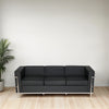 Elite Black Faux Leather 3 Seater Sofa in Lounge Area Setup 2