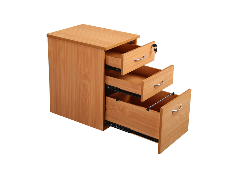 Elite Full Height Mobile 3 Drawer Pedestal – Beech