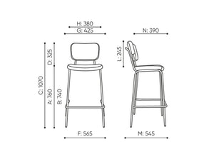 Epocc High Stool with Footrest Dimensions