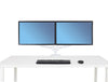 Ergotron Lx Dual Side By Side Arm In White With Two Piece Clamp And Keyboard