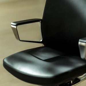 Executive Conference Chair with Polished Aluminium Frame Armrest Detail