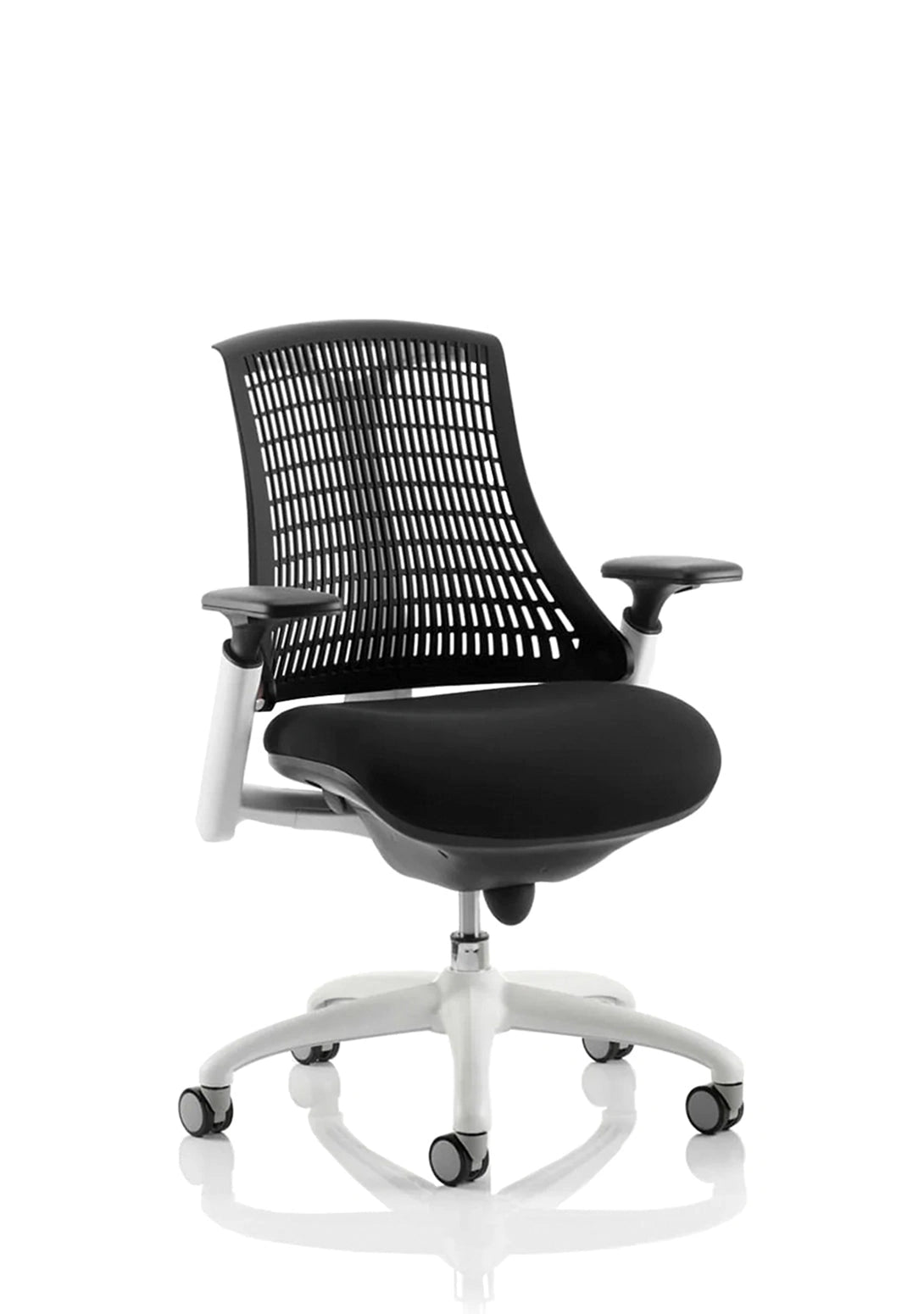 Flex Medium Back White Frame Task Operator Office Chair With Arms KC0055 1