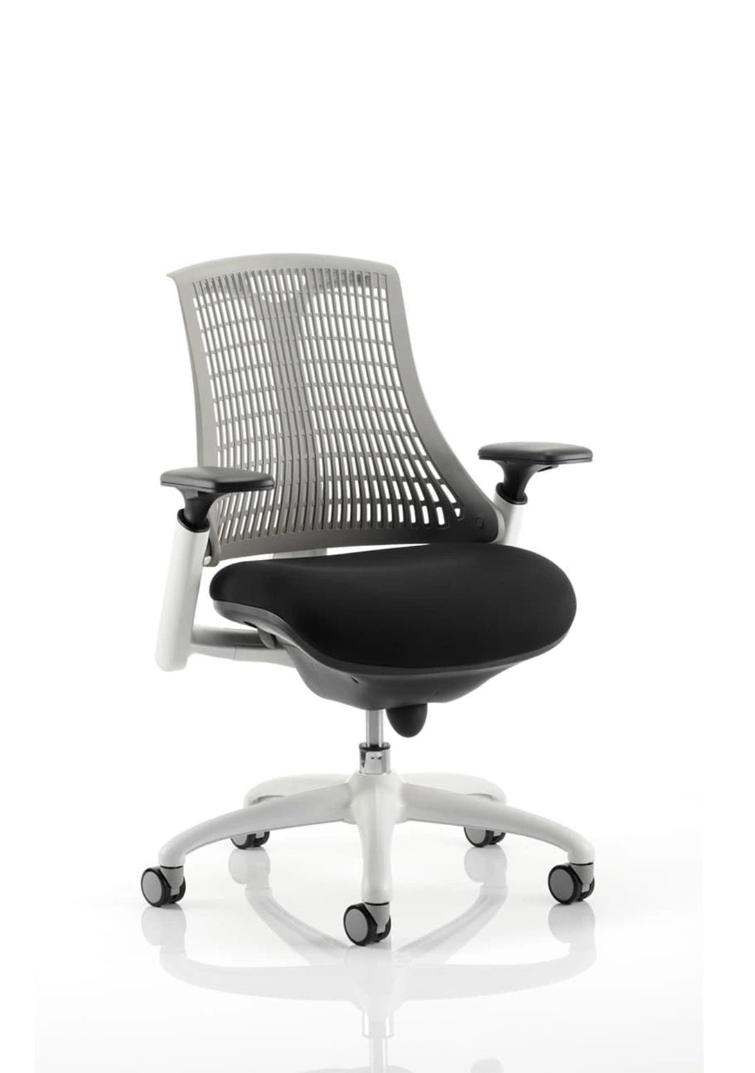 Flex Medium Back White Frame Task Operator Office Chair With Arms KC0061 1