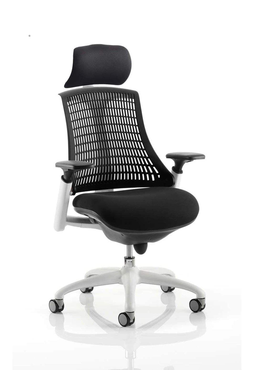 Flex Medium Back White Frame Task Operator Office Chair With Arms KC0087 1