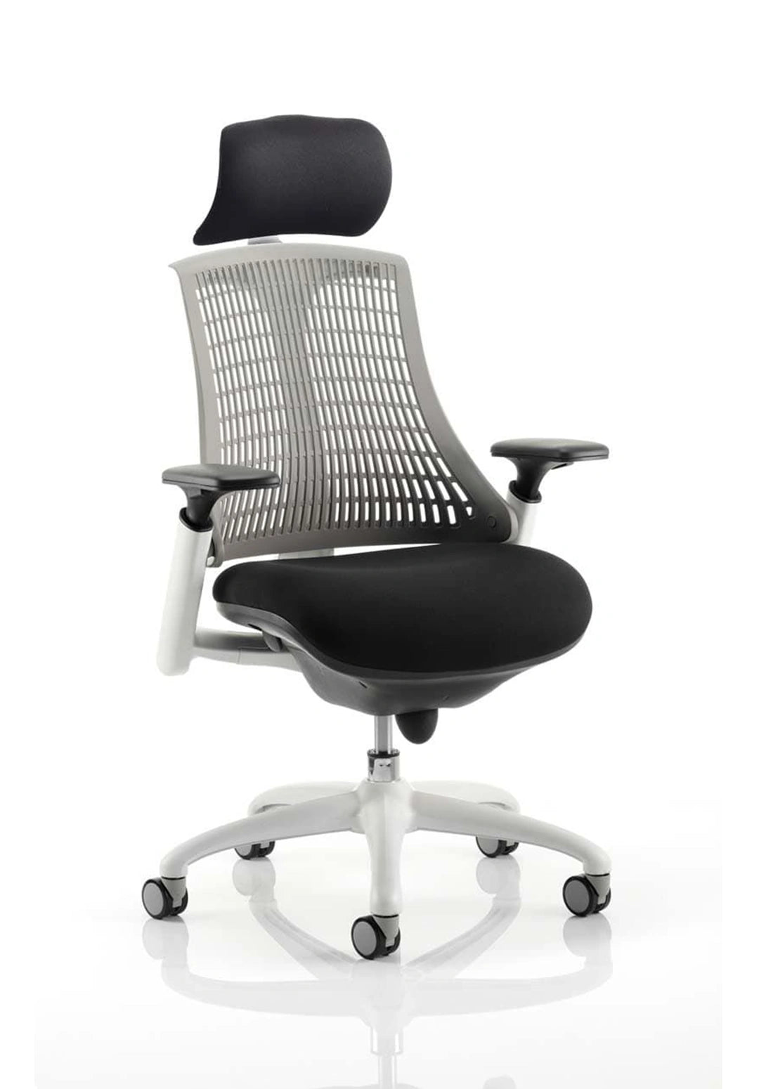 Flex Medium Back White Frame Task Operator Office Chair With Arms KC0093 1