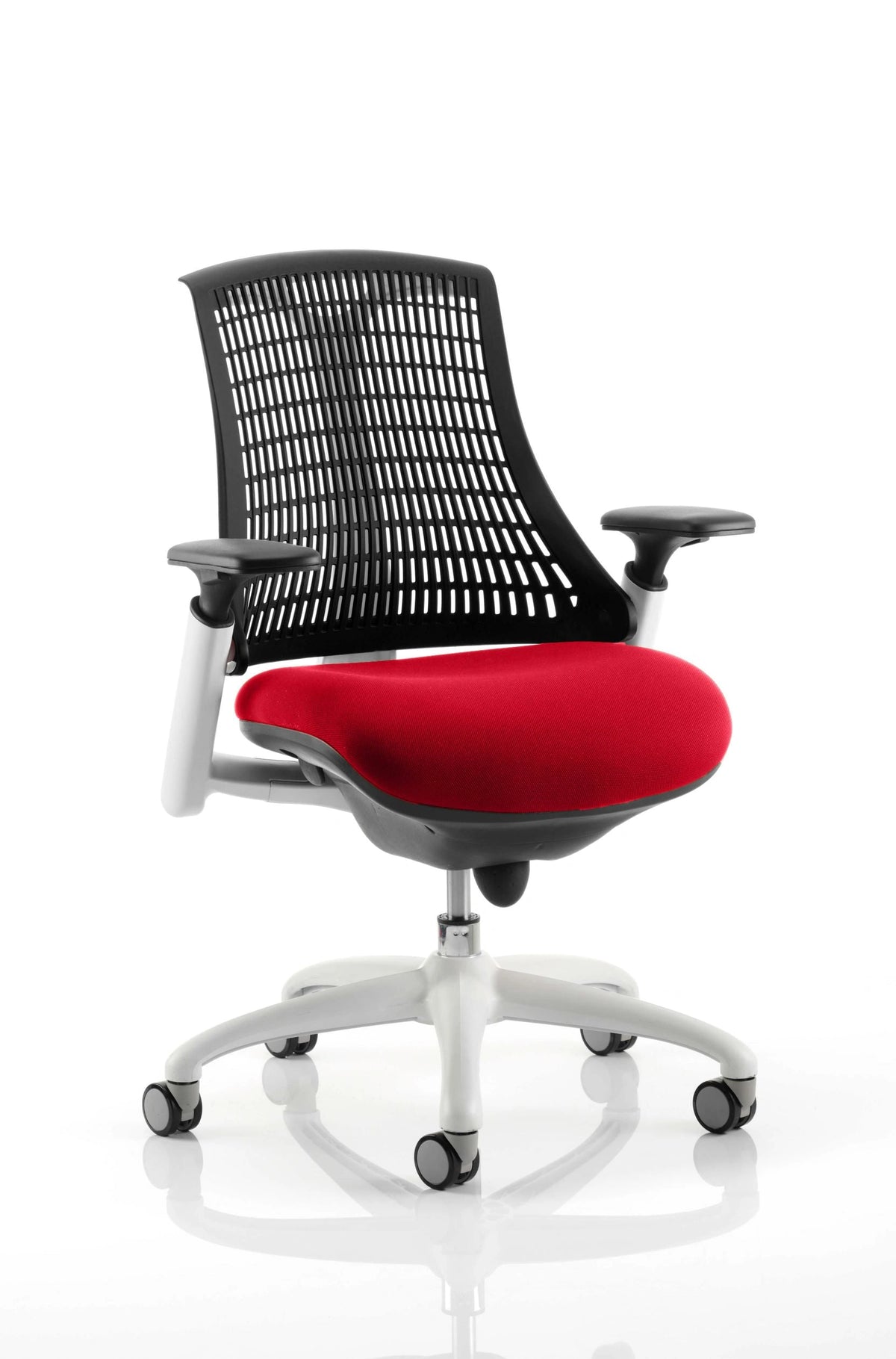 Flex Medium Back White Frame Task Operator Office Chair With Arms KCUP0745 1