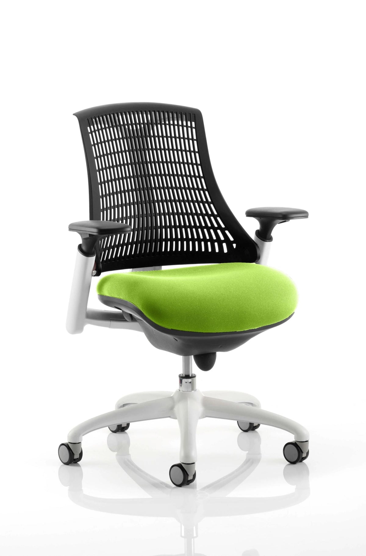 Flex Medium Back White Frame Task Operator Office Chair With Arms KCUP0746 1