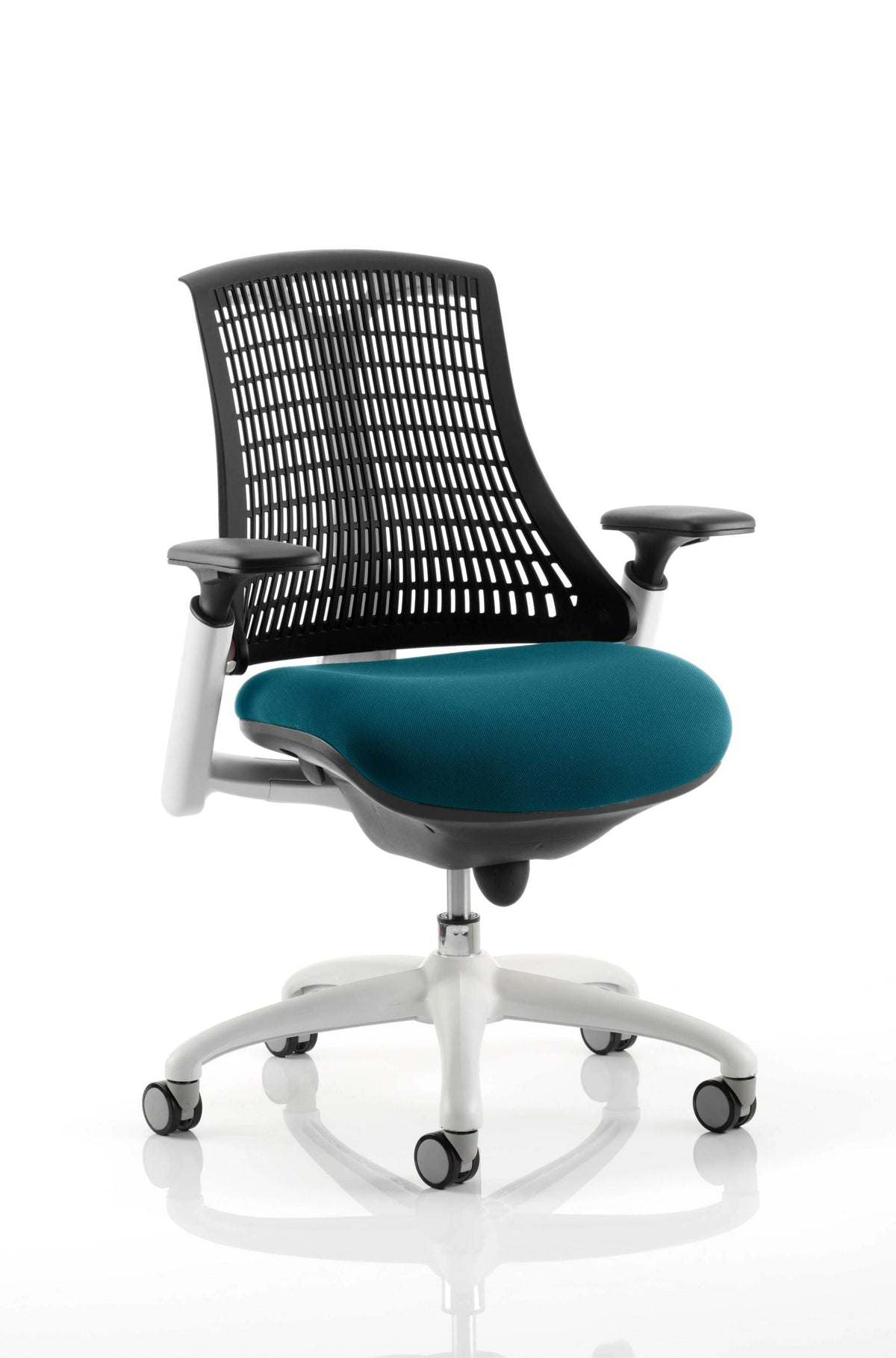 Flex Medium Back White Frame Task Operator Office Chair With Arms KCUP0751 1