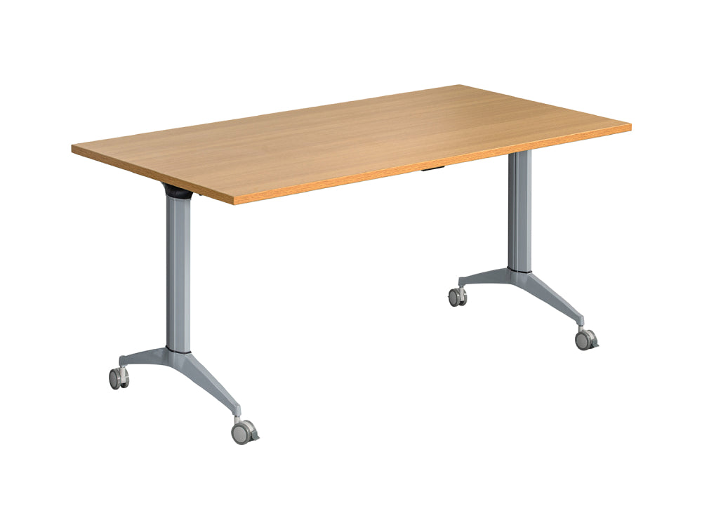 Fliptop 1200mm Training Table with Locking Castors Beech and Silver