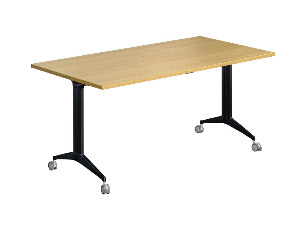 Fliptop 1200mm Training Table with Locking Castors Light Oak and Black