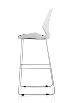 Florence White Frame Fabric Seat High Stool Chair BR000210 5