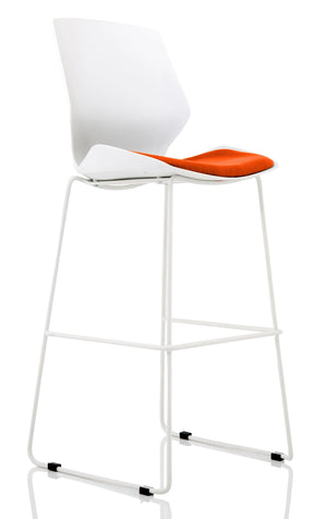 Florence White Frame Fabric Seat High Stool Chair KCUP1543 2