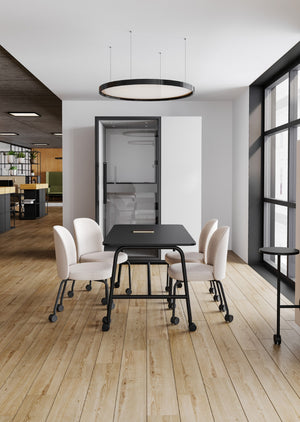 Flos Mobile Armless Chair with 4 Castors with Rectangular Table in Meeting Room Table