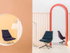 Frank Comfy Lounge Armchair With Blue Dark Blue And Purple Upholstery In Office