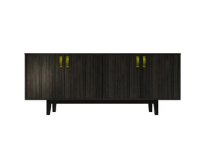 Frovi Jig Credenza High Storage Unit In Black Oak Finish