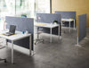 Gaber Diamante Acoustic Grey Wall Panel As Desk Partitions In Office Interiors With Laptops And Chairs