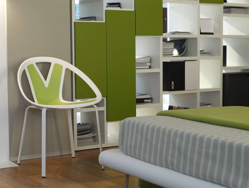 Gaber Extreme Stackable Canteen Chair Available In White And Green Two Tone Finish