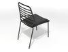 Gaber Link Stackable Outdoor Chair Without Armrests In Black Metal Finish And Upholstered Black Cushion Top View