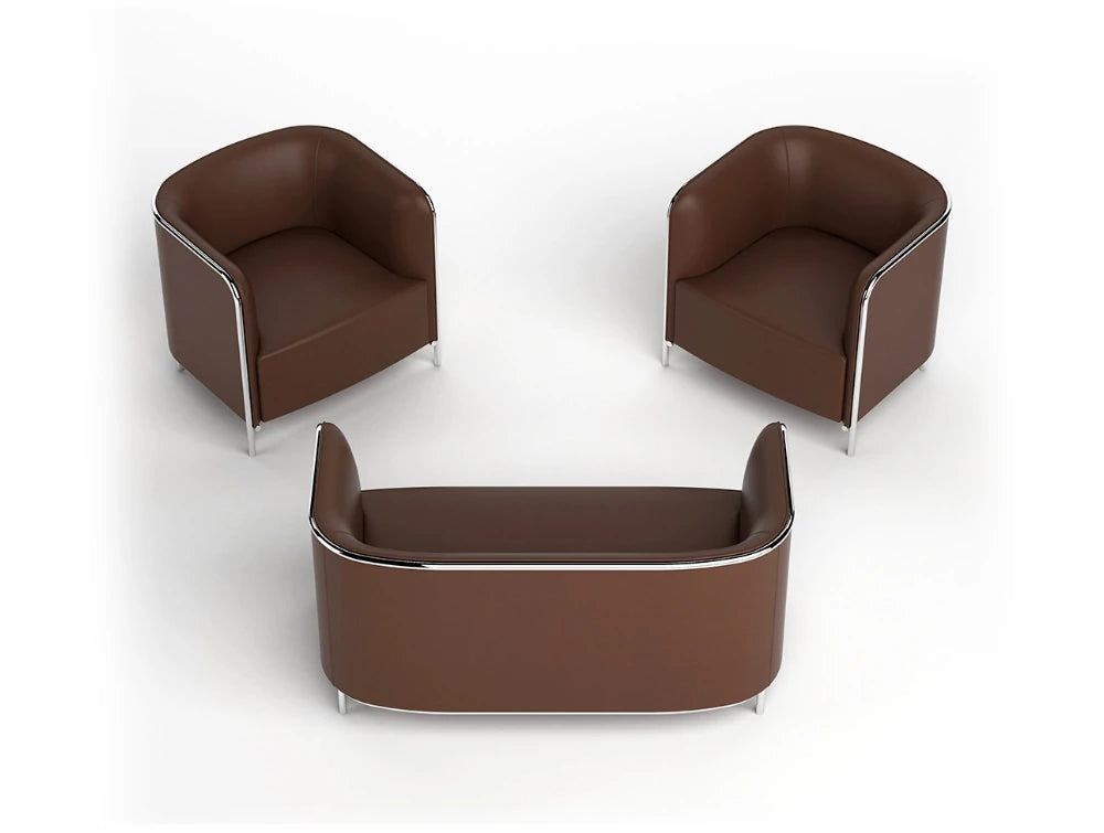 Gaber Place Upholstered Sofa With Silver Frame And Leather Finish