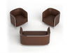 Gaber Place Upholstered Sofa With Silver Frame And Leather Finish