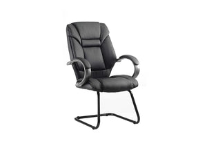 Galloway Cantilever Chair Black Leather With Arms